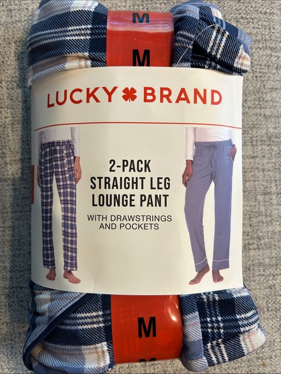 Lucky Brand Pants - Lucky Brand Blue Plaid & Solid Blue Lounge Pants 2-Pack